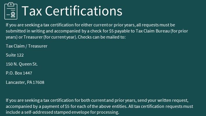 Tax Certification Information Big Banner
